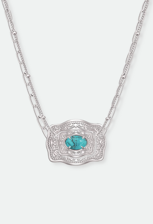 SpurWest Ultra Mini Belt Buckle Necklace (Oasis) - Silver