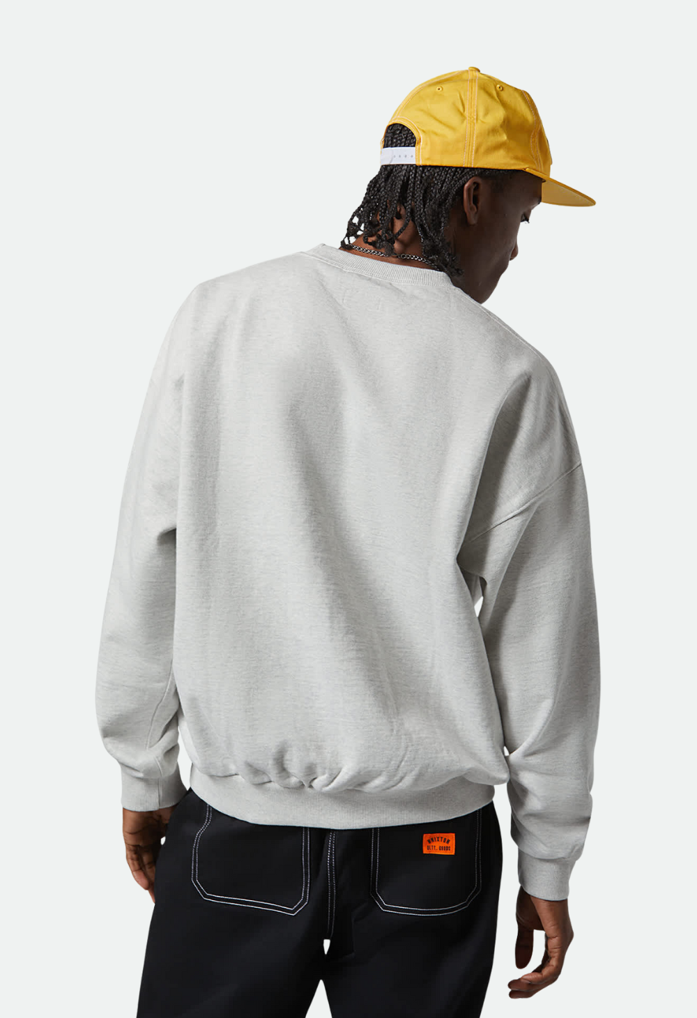 Brixton Embroidered Heavy Weight Crew - Heather Grey