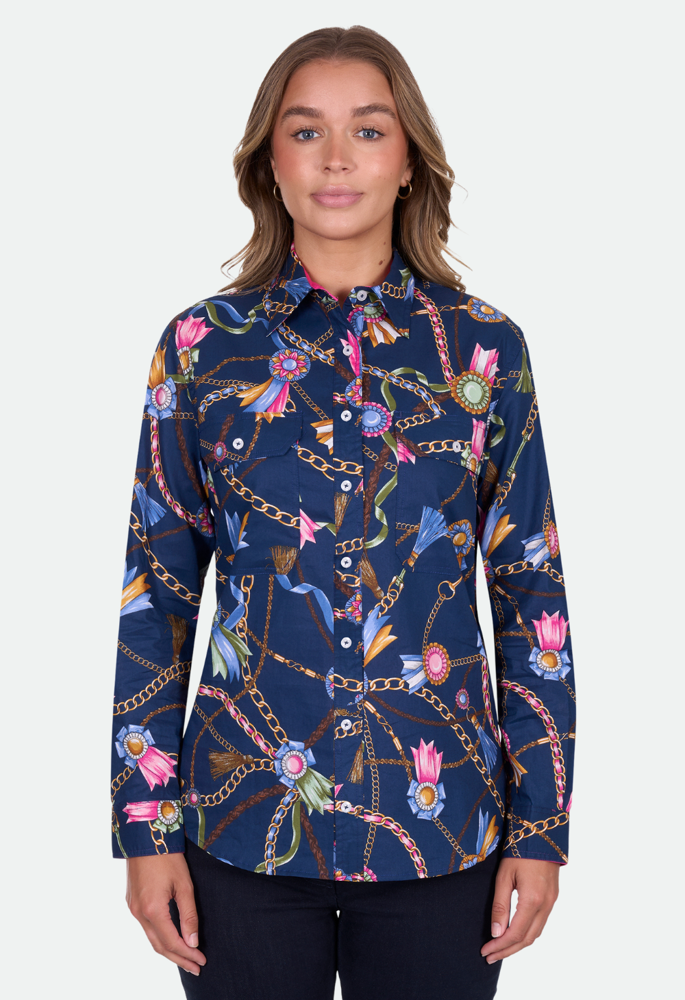 Hard Slog Women's Jolie Full Plkt Ls Shirt - Navy