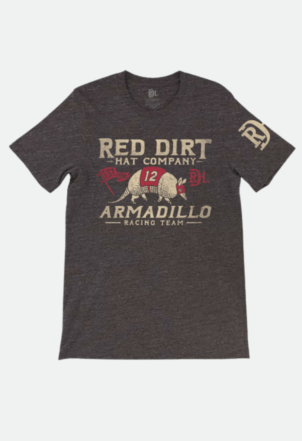 Red Dirt Dillo Racing Flag Tee Black - Mens Tee