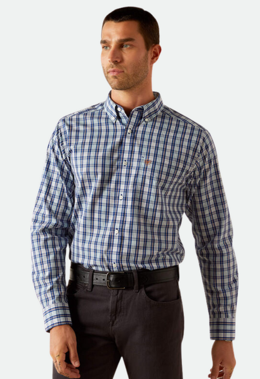 Ariat Men's Wrinkle Free Bronson Fitted Shirt - Blue