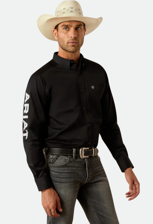 Ariat Men's Team Logo Twill Classic Fit Shirt - Black/Grey