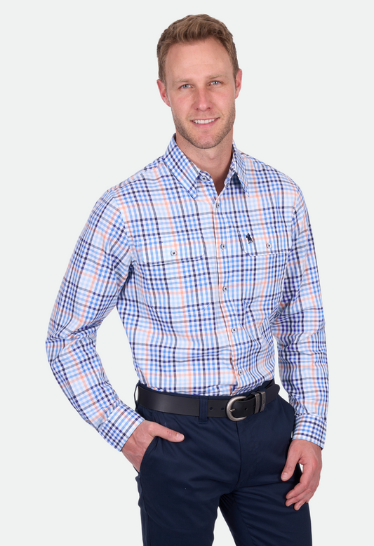 Thomas Cook Men's Mark 2Pkt Ls Shirt - Navy/Melon