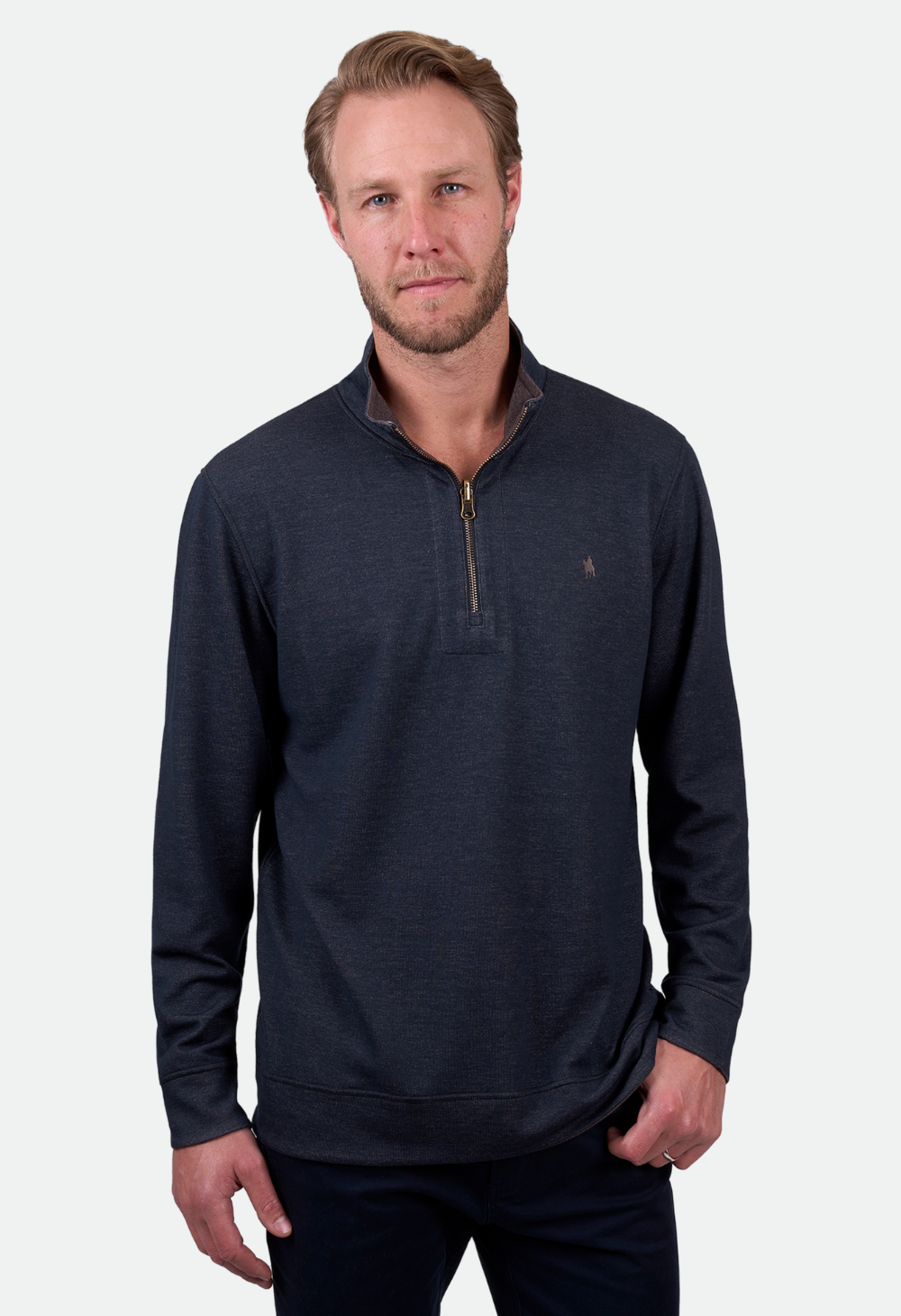 Thomas Cook Men's VIC REVS 1/4 ZIP JUMPER - NAVY/DARK TAN