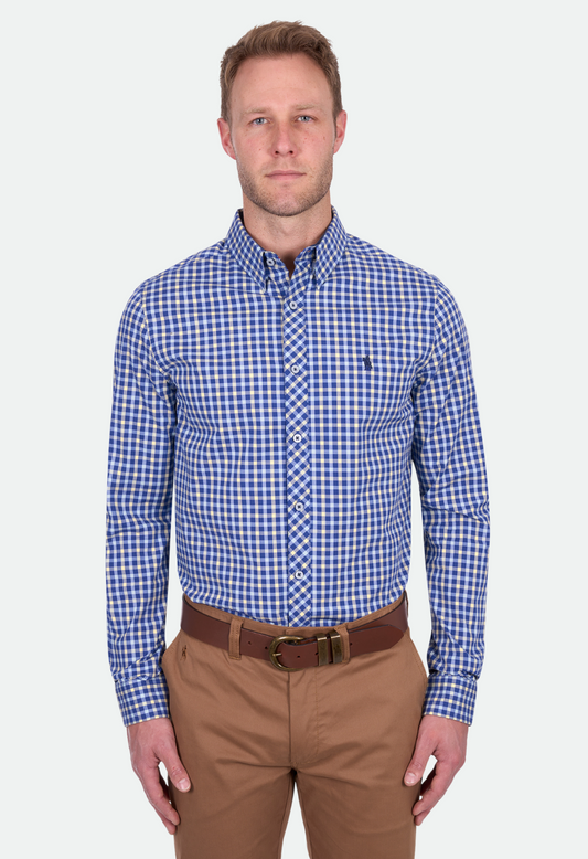 Thomas Cook Men's James Tailored Ls Shirt - Royal/Yellow