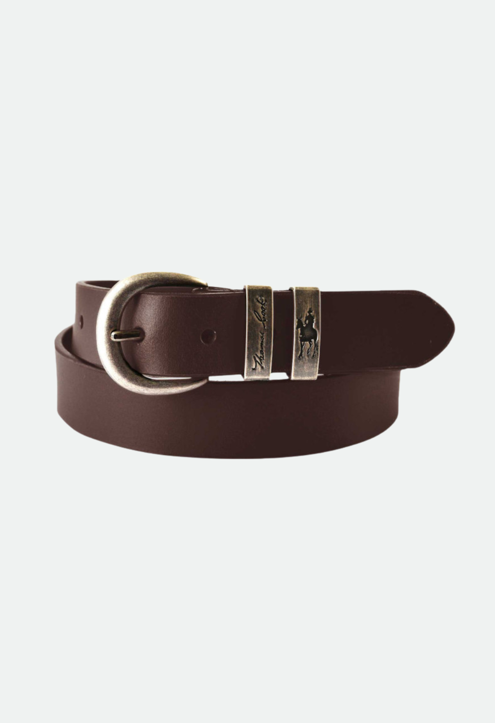 THOMAS COOK NARROW SILVER TWIN KEEPER BELT (CHOCOLATE)