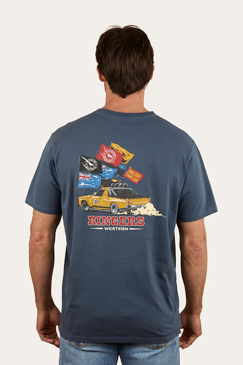 Ringers Western Men's Ute Flag Loose Fit T-Shirt - Washed Navy