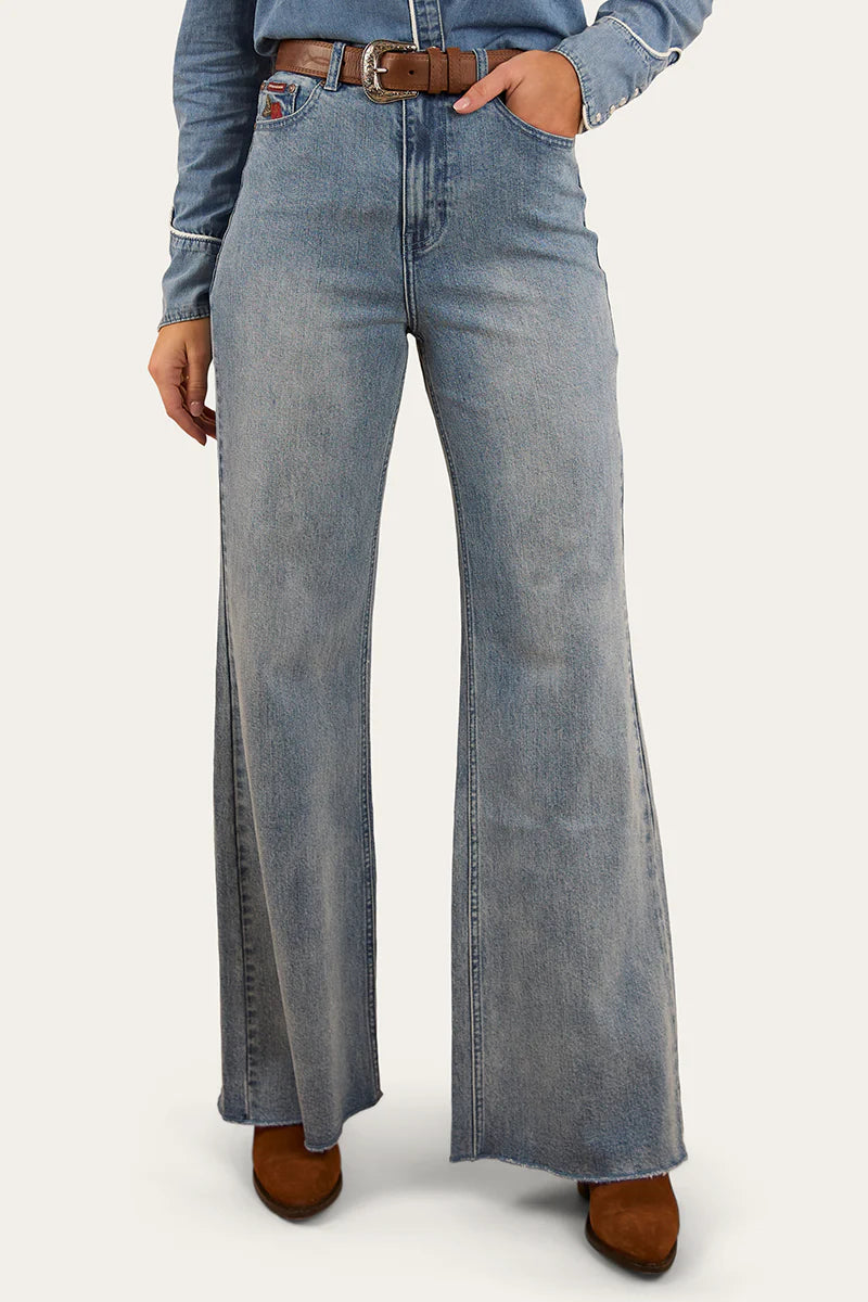 Ringers Western Womens Visalia Rose Wide Leg Jean - Light Wash Blue