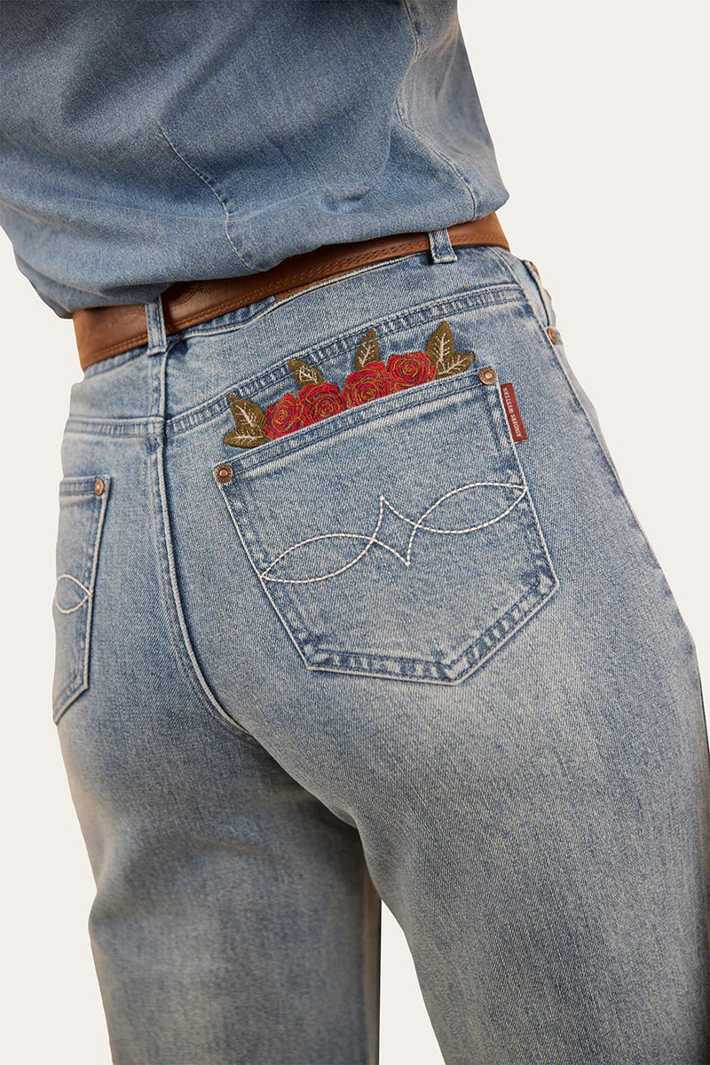 Ringers Western Womens Visalia Rose Wide Leg Jean - Light Wash Blue
