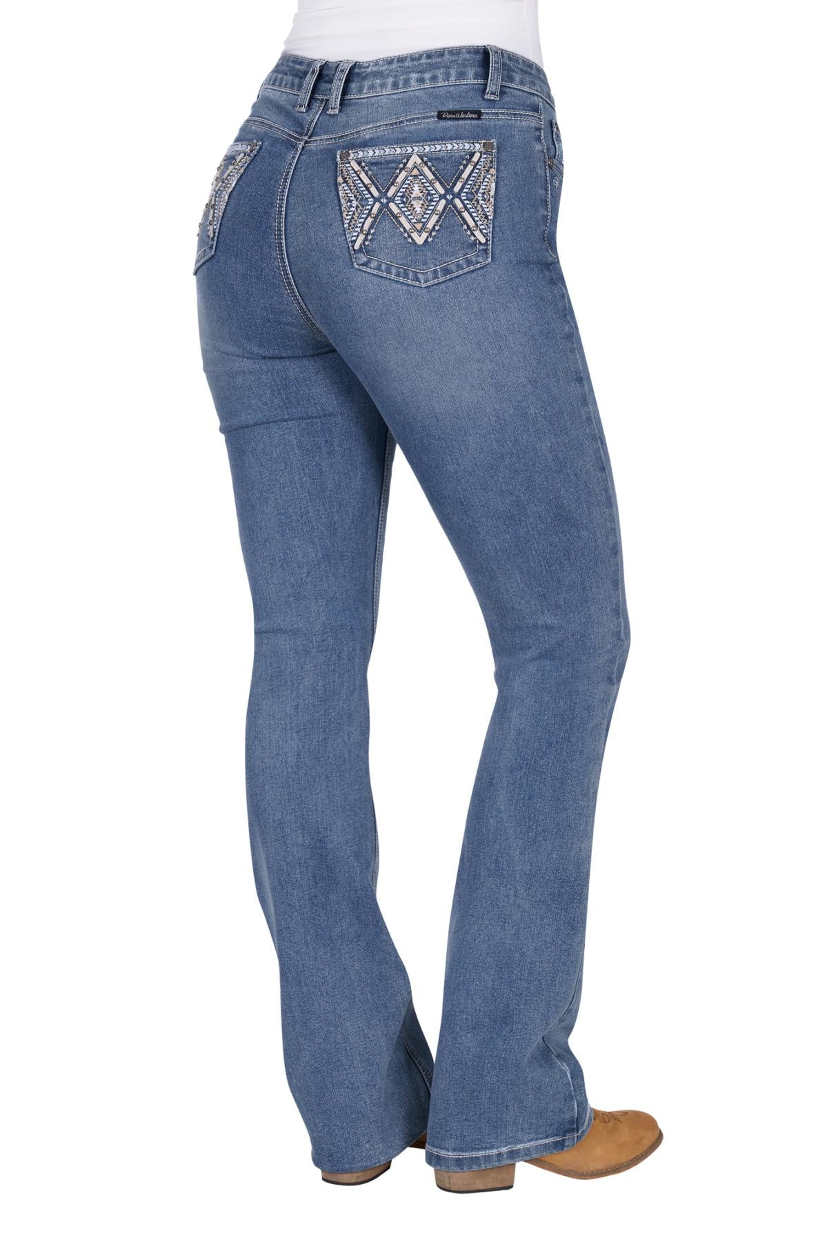 Pure Western Women's Pam Hi Rise BCut Jean 32L - Summer Sky