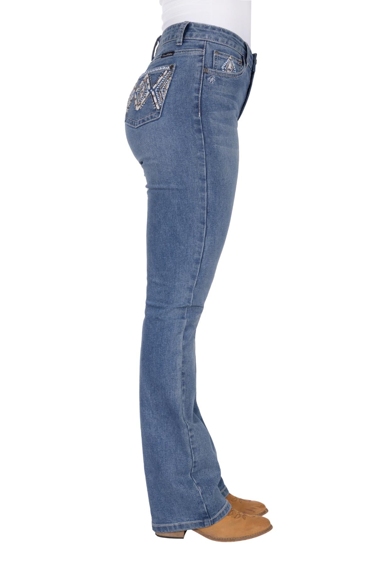 Pure Western Women's Pam Hi Rise BCut Jean 32L - Summer Sky