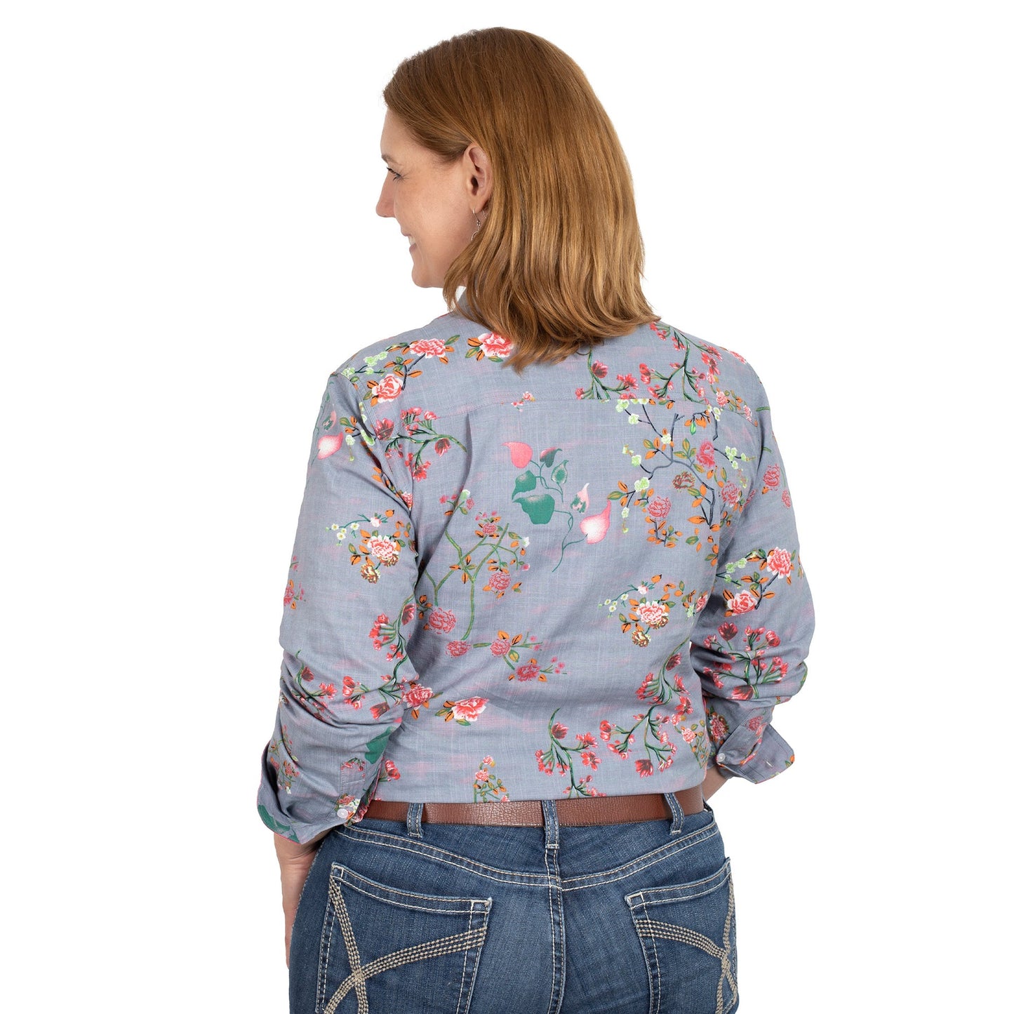 Just Country Women's Abbey Full Button - Grey Geraniums ( CLEARANCE )