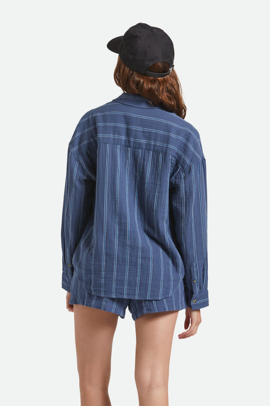 Brixton Women's Wandering Overshirt - Berring Sea/White