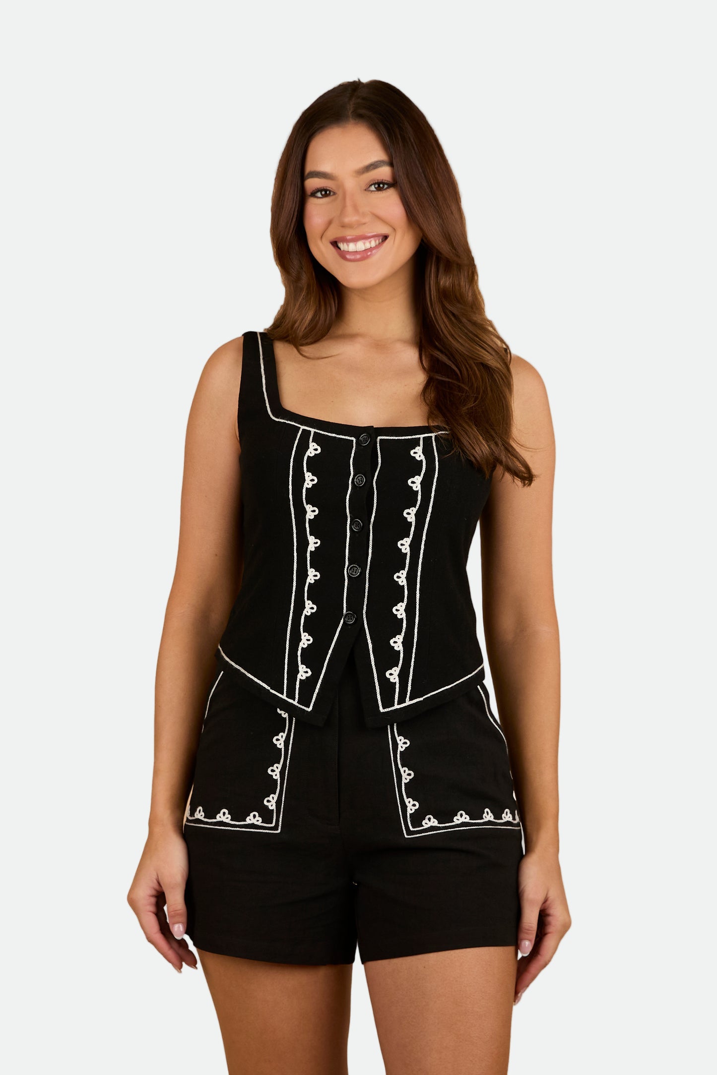Ringers Western Westley Embroidered Fashion Top - Black