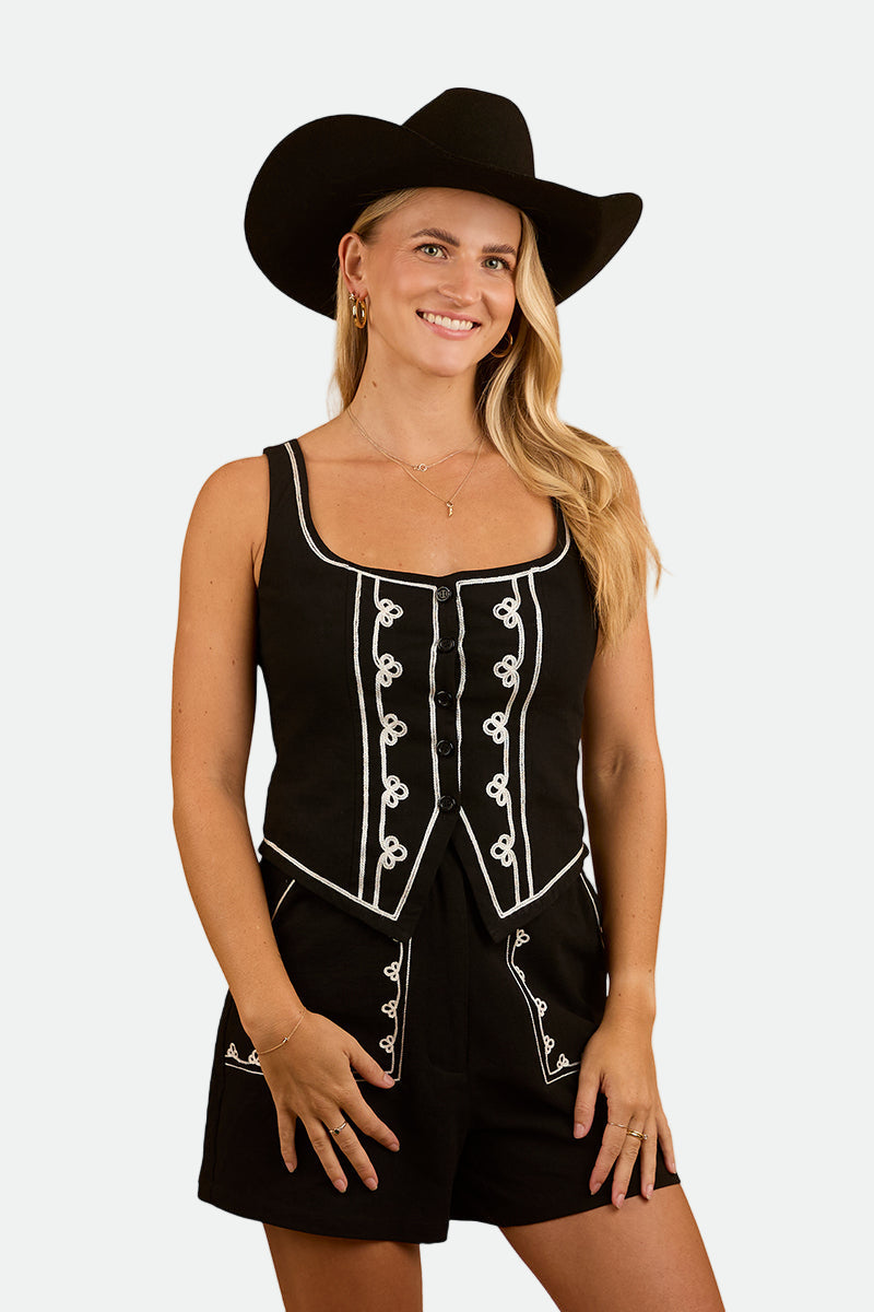 Ringers Western Westley Embroidered Short - Black
