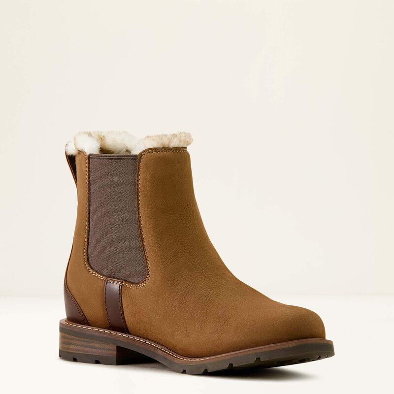 Ariat Women's Wexford Sherpa Waterproof Chelsea Boot - Amber Brown