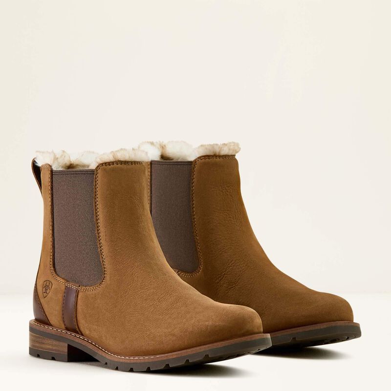 Ariat Women's Wexford Sherpa Waterproof Chelsea Boot - Amber Brown