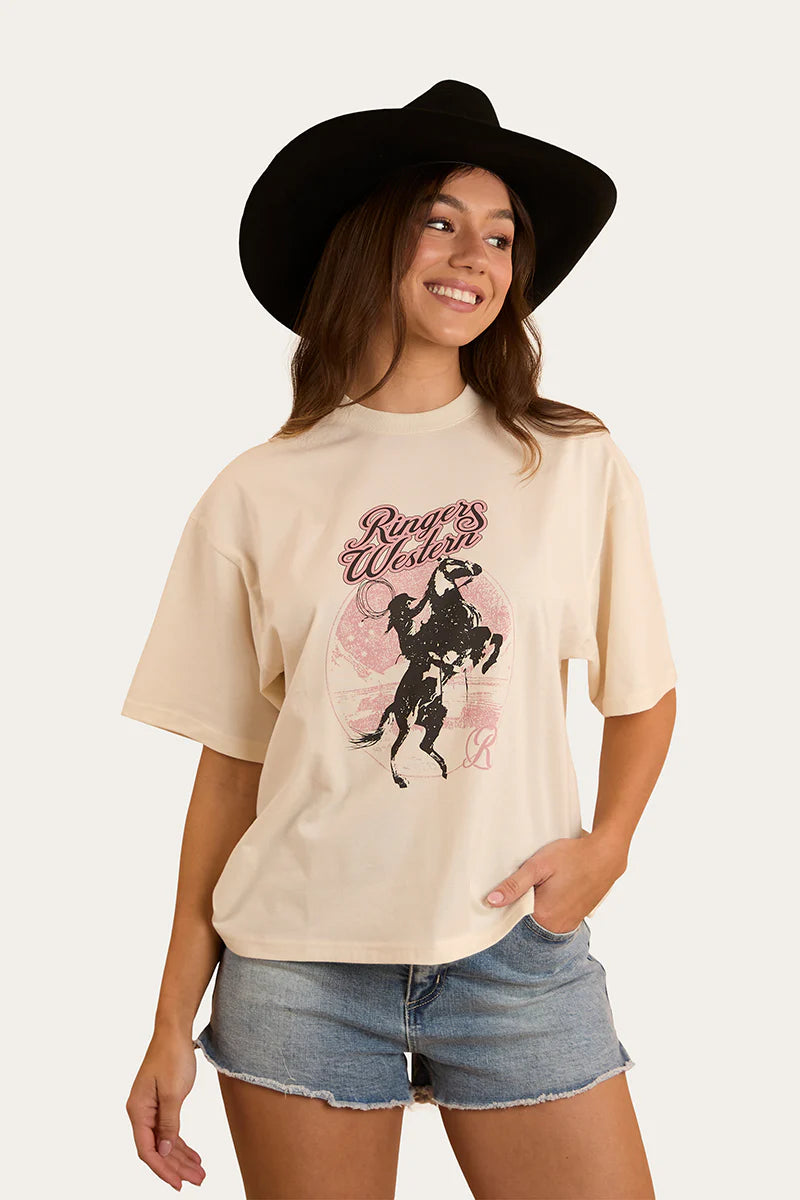 Ringers Western Womens Wild Ride Oversized T-Shirt - Off White