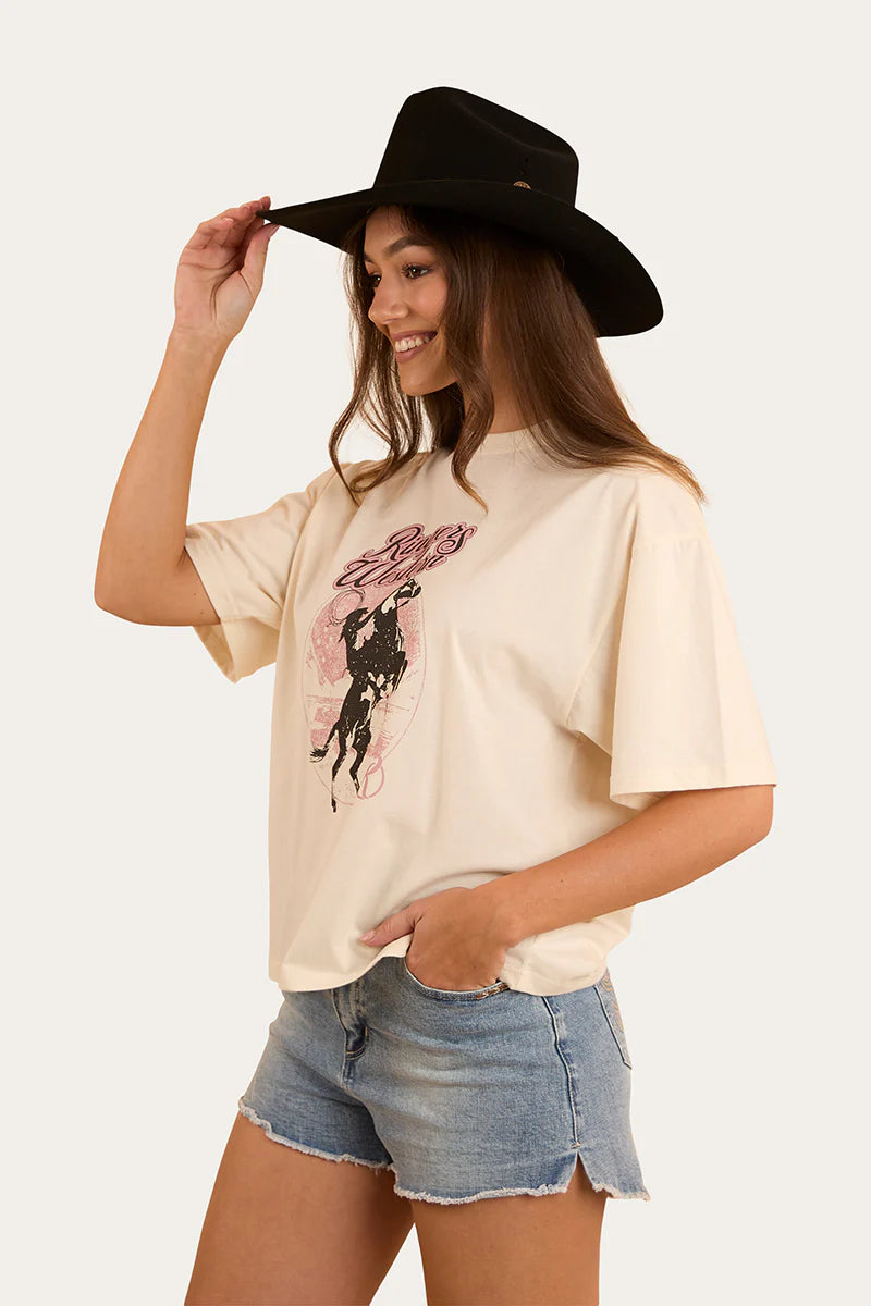 Ringers Western Womens Wild Ride Oversized T-Shirt - Off White