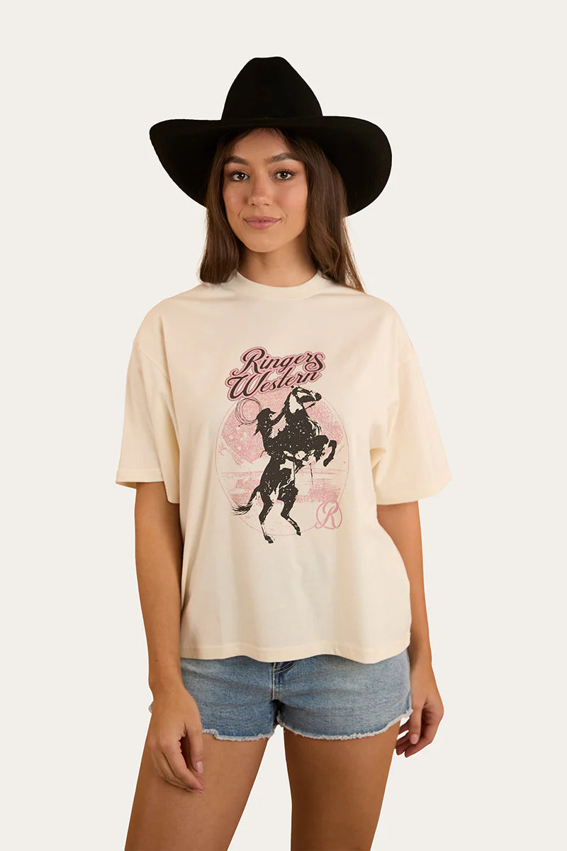 Ringers Western Womens Wild Ride Oversized T-Shirt - Off White