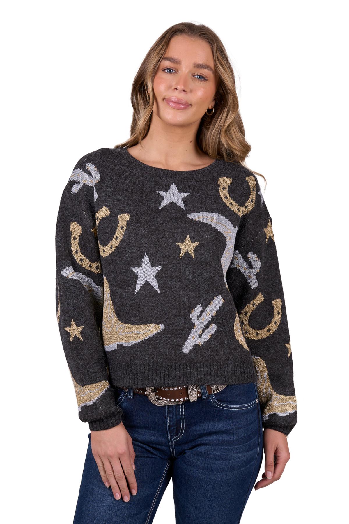 Pure Western Women’s Marcy Knitted Pullover - Charcoal Marle