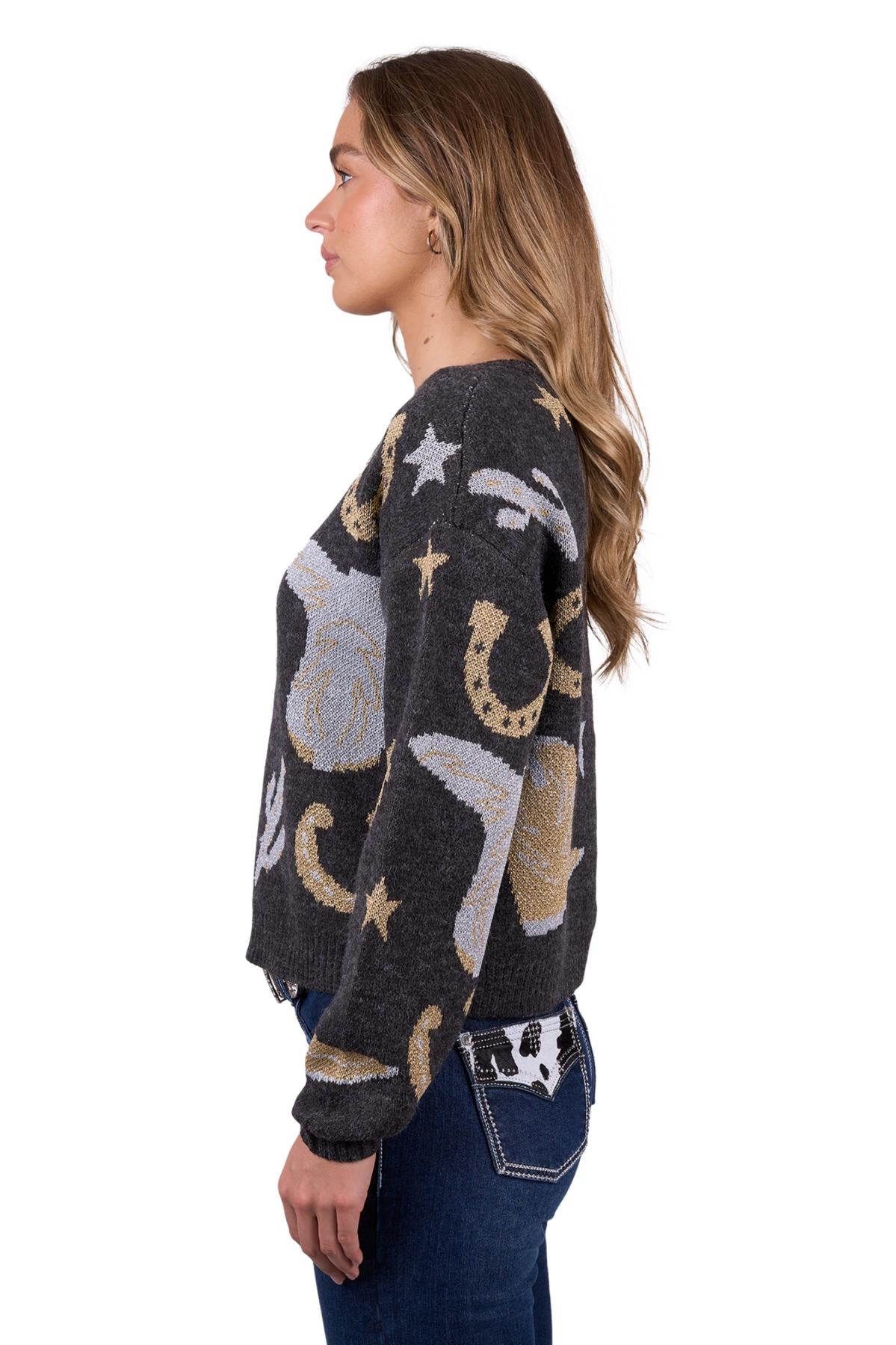 Pure Western Women’s Marcy Knitted Pullover - Charcoal Marle