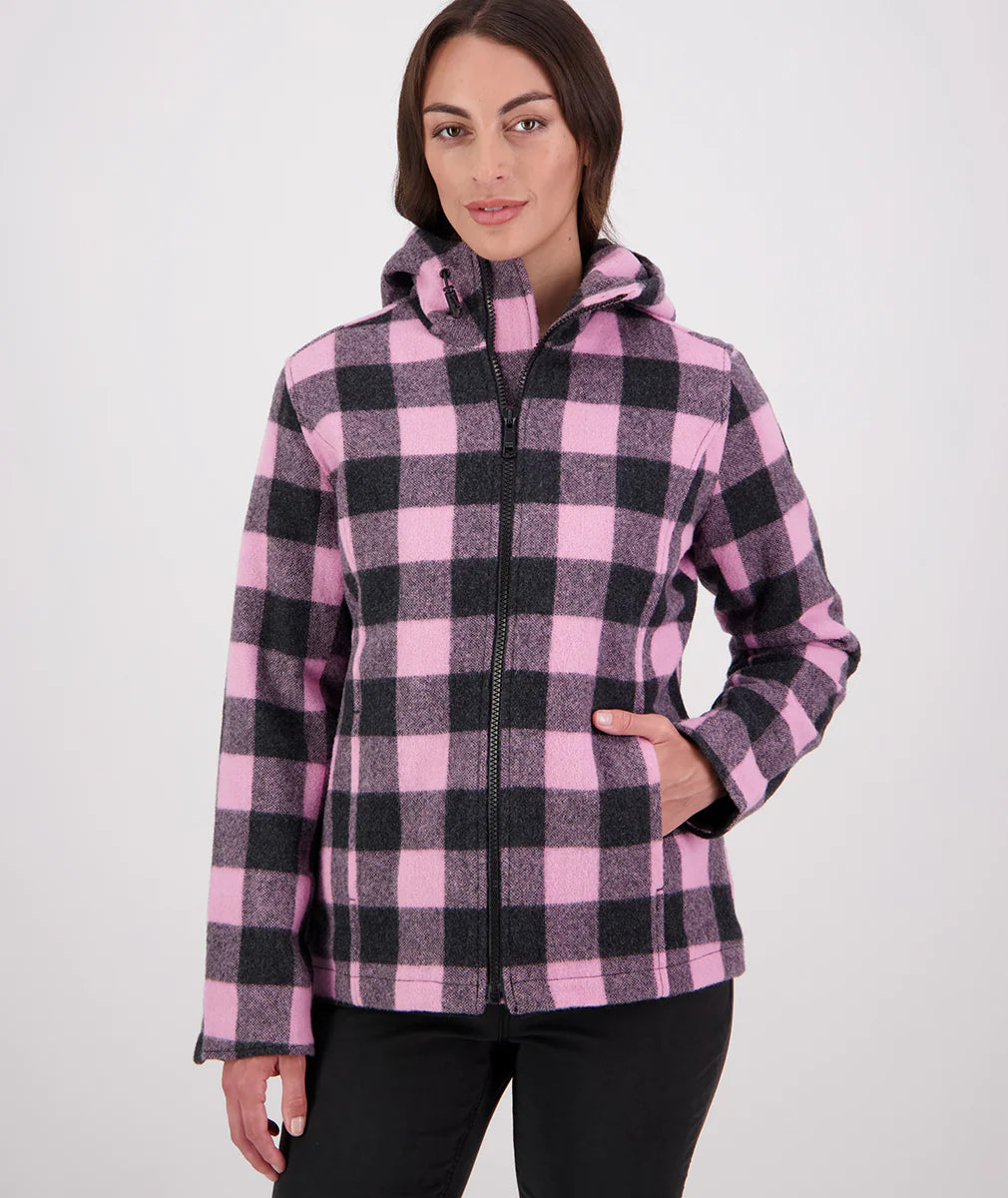 Women's Seattle V2 Wool Hoodie -Shadow/Blossom Check