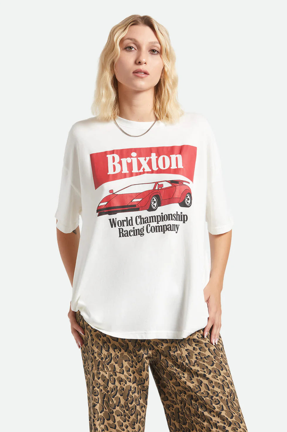 Brixton Women's World Champion Oversized BF Tee - Off White