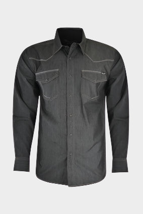 Wrangler Caleb Long Sleeve Shirt Grey Chambray