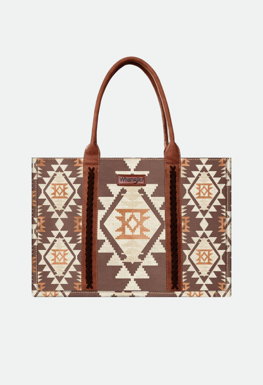WRANGLER SOUTHWESTERN LARGE TOTE BAG - COFFEE/TAN