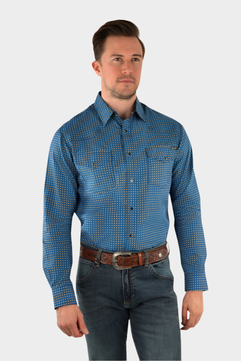 WRANGLER MEN'S PATRICK PRINT WESTERN LONG SLEEVE SHIRT