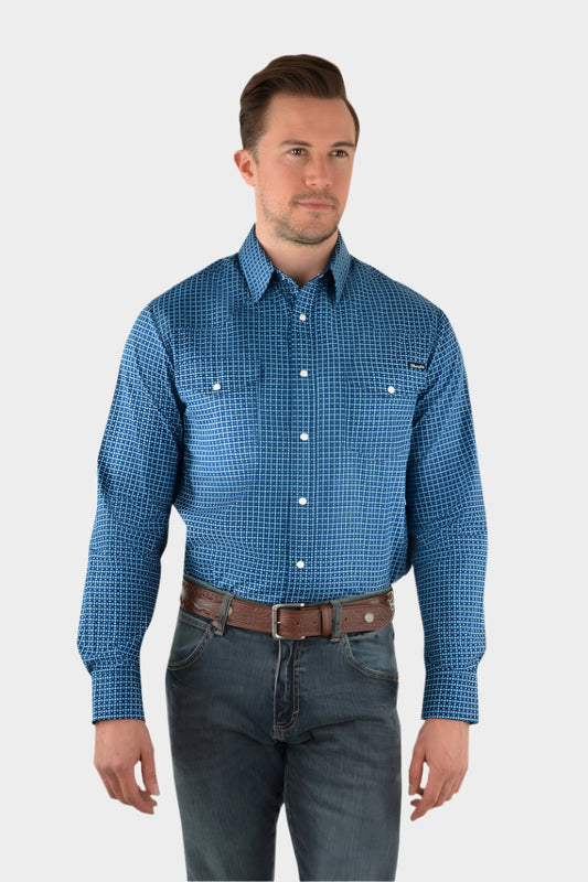 WRANGLER MEN'S SMITH PRINT WESTERN LONG SLEEVE SHIRT