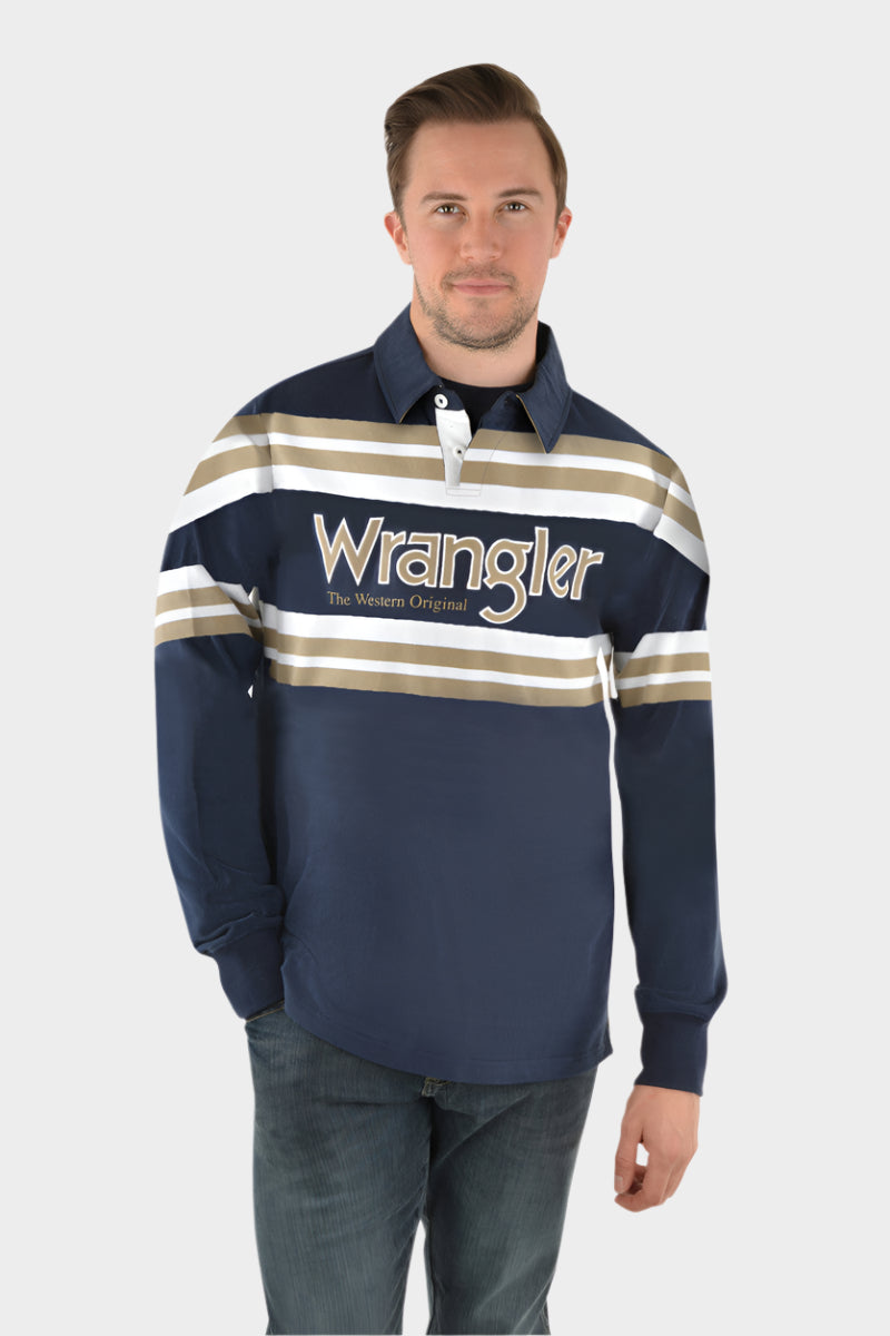 WRANGLER MEN'S ATKINSON STRIPE RUGBY - CLEARANCE