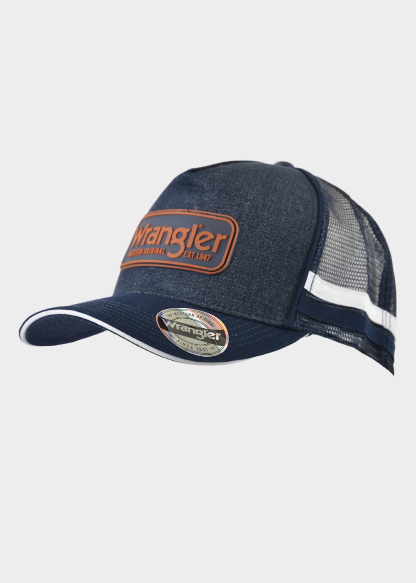 WRANGLER MEN'S ATKINSON SQUARE FRONT TRUCKER CAP (DENIM)