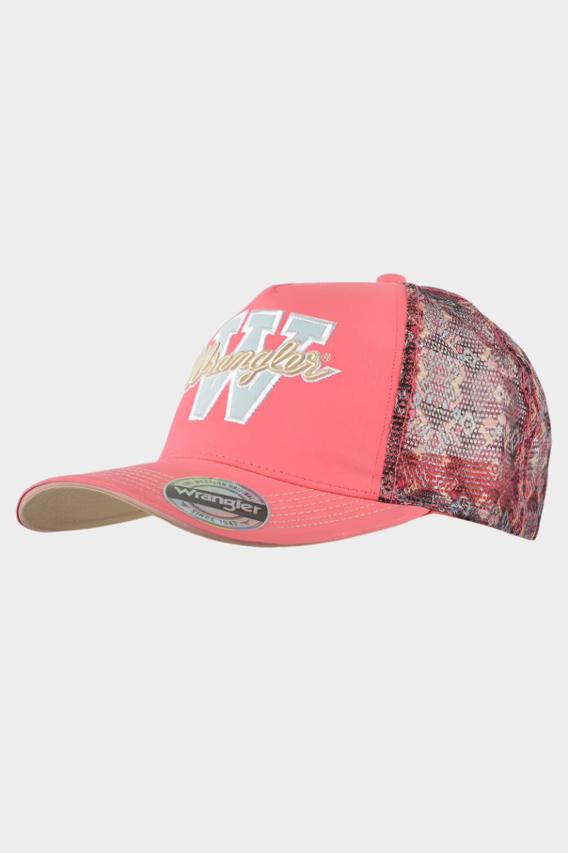 WRANGLER WOMENS HOLLY SQUARE FRONT TRUCKER CAP (CORAL)