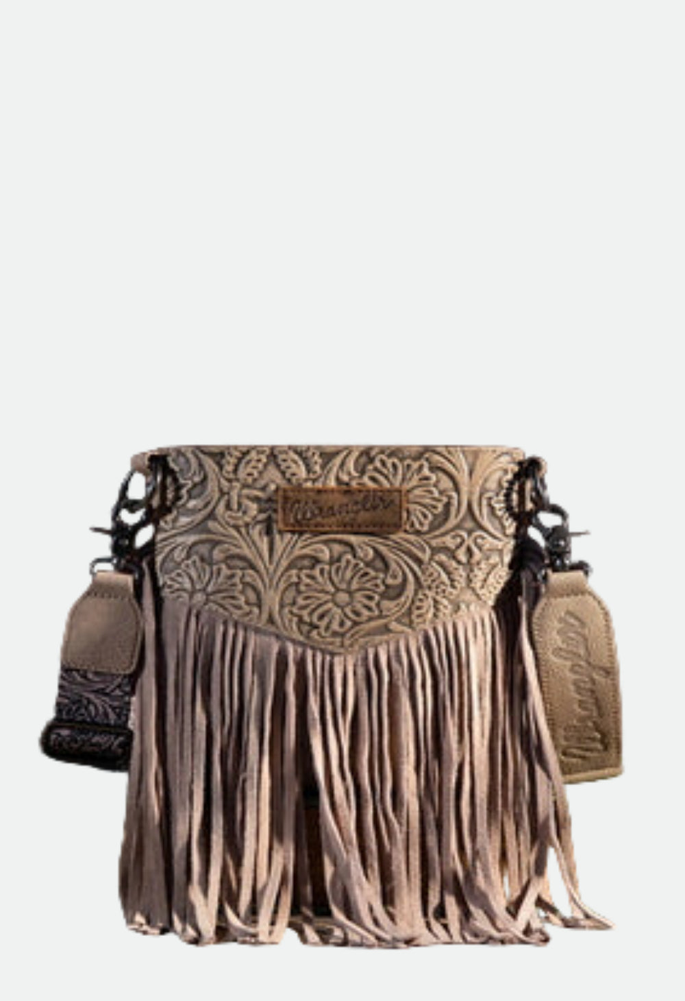 WRANGLER FLORAL EMBOSSED CROSSBODY BAG (CAMEL)