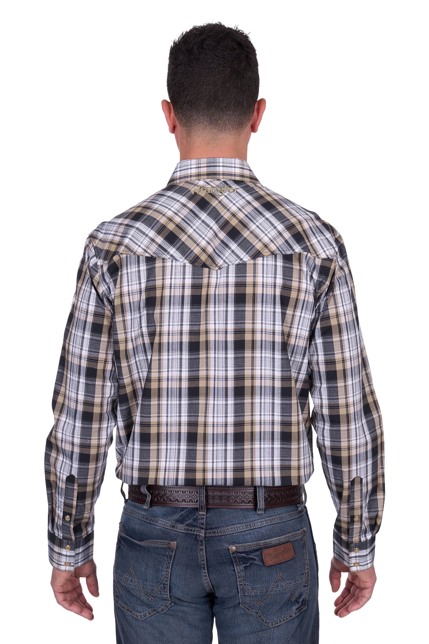 Wrangler Men's JOEL LOGO LS Shirt - Black/Tan