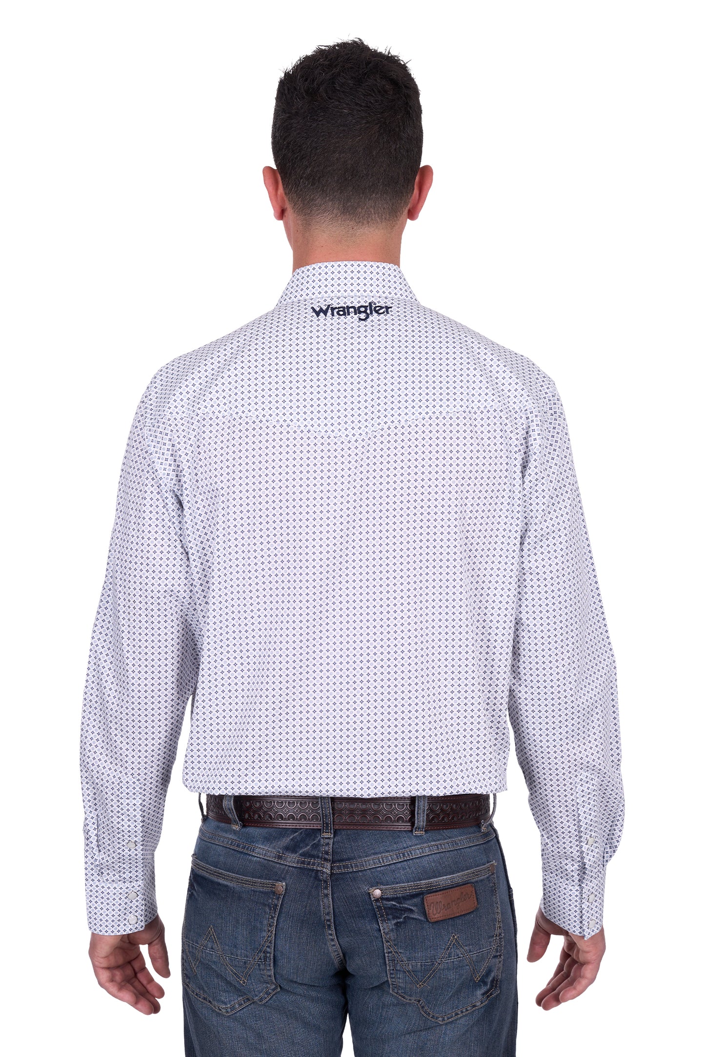 Wrangler Men's BRENT LOGO LS Shirt - White/Navy