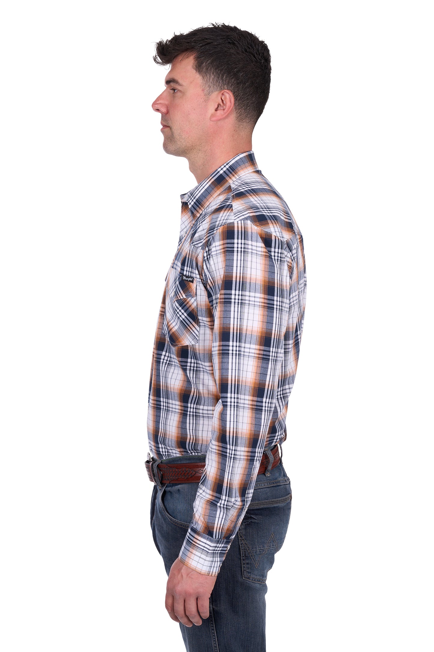 Wrangler MENS TOBY LS SHIRT - Navy/Orange