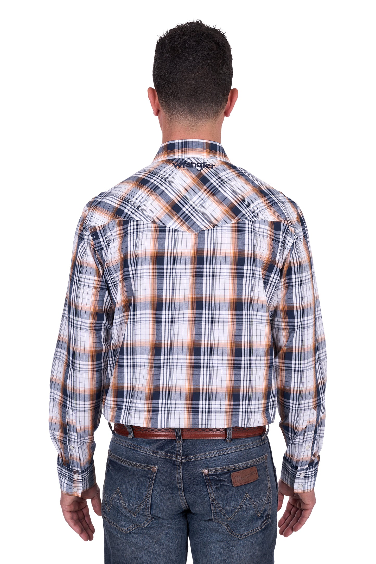 Wrangler MENS TOBY LS SHIRT - Navy/Orange