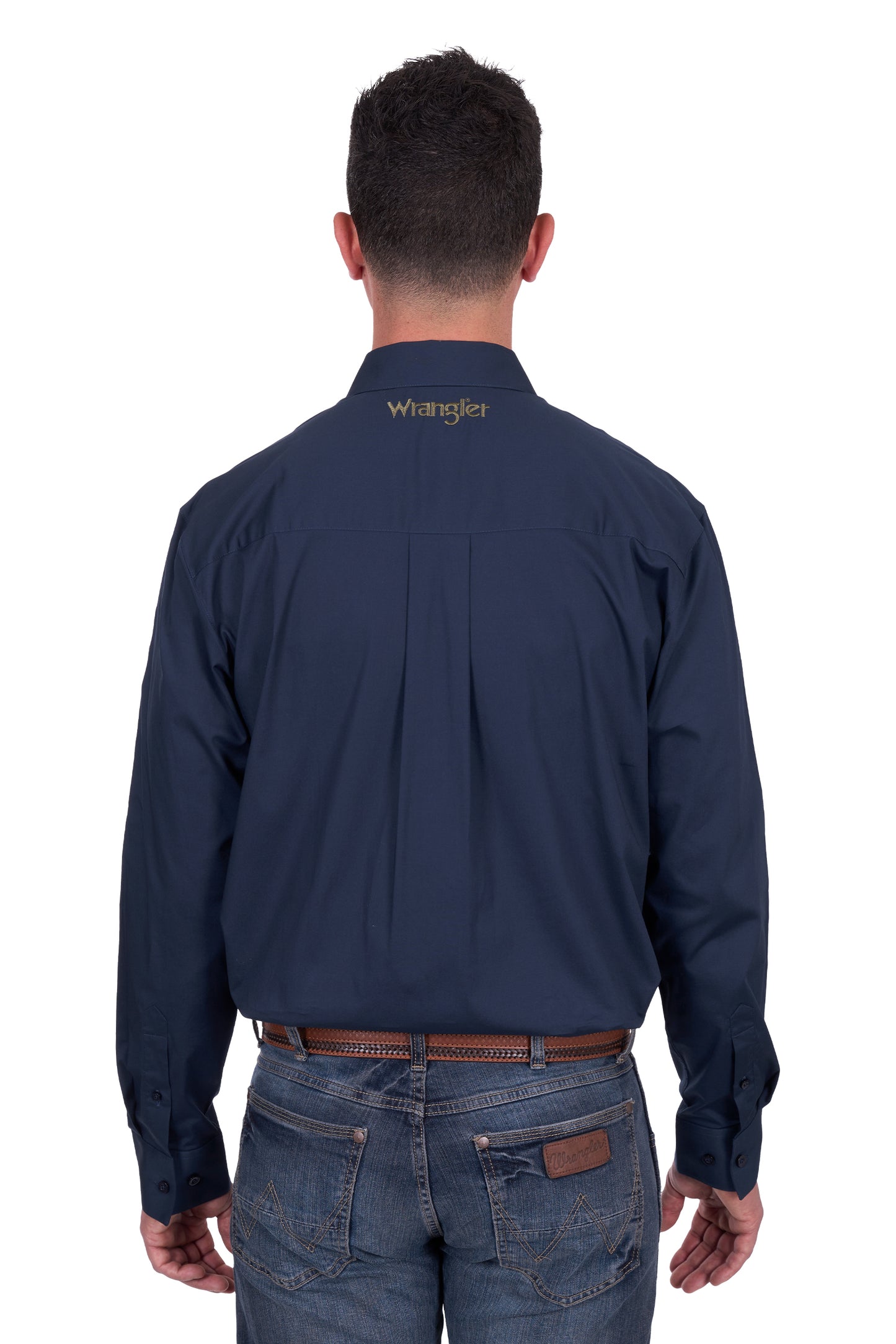 Wrangler Men's BRAD LOGO LS Shirt - Navy