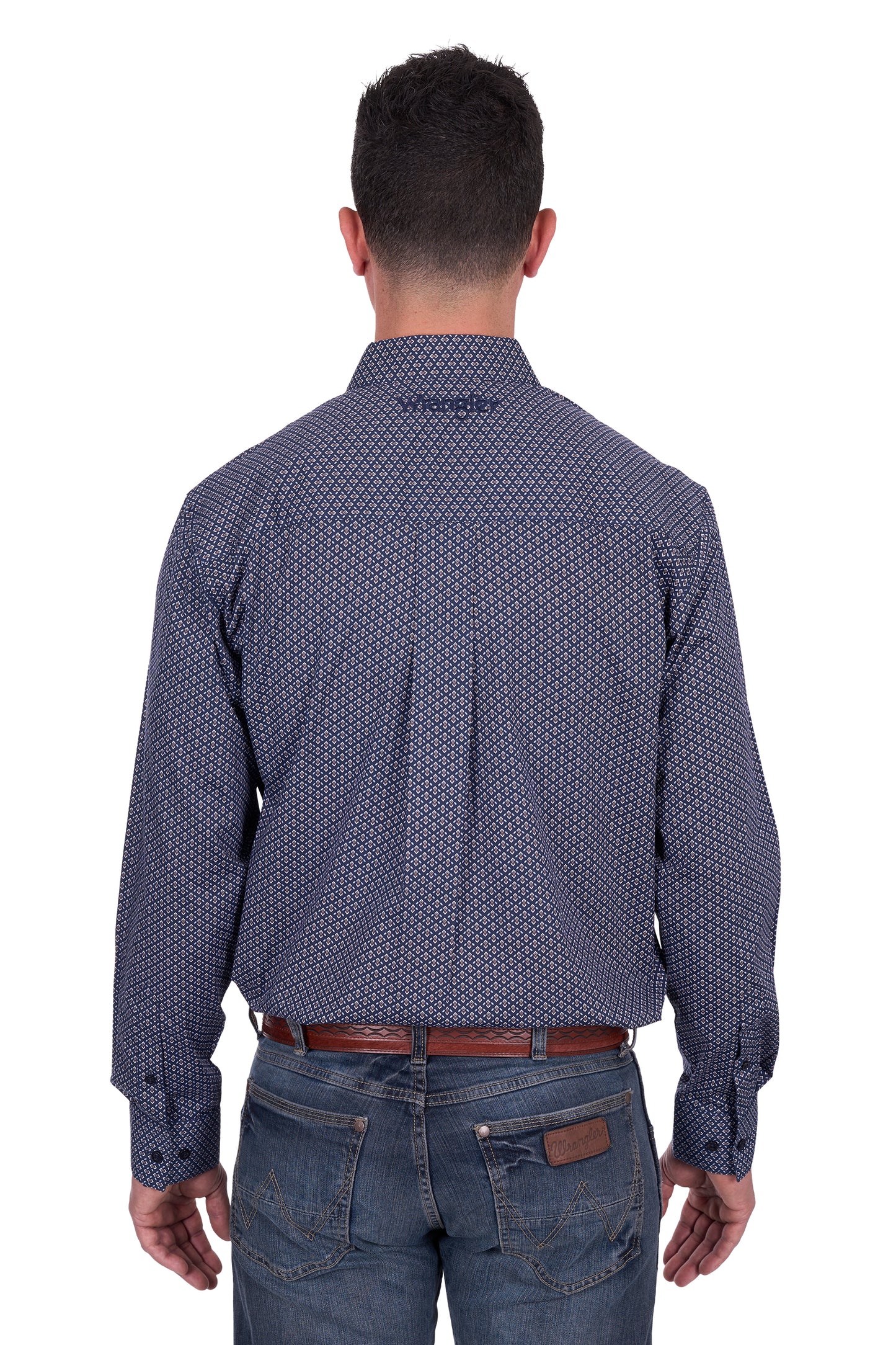 Wrangler Men's CARL LS Shirt - Navy/Tan