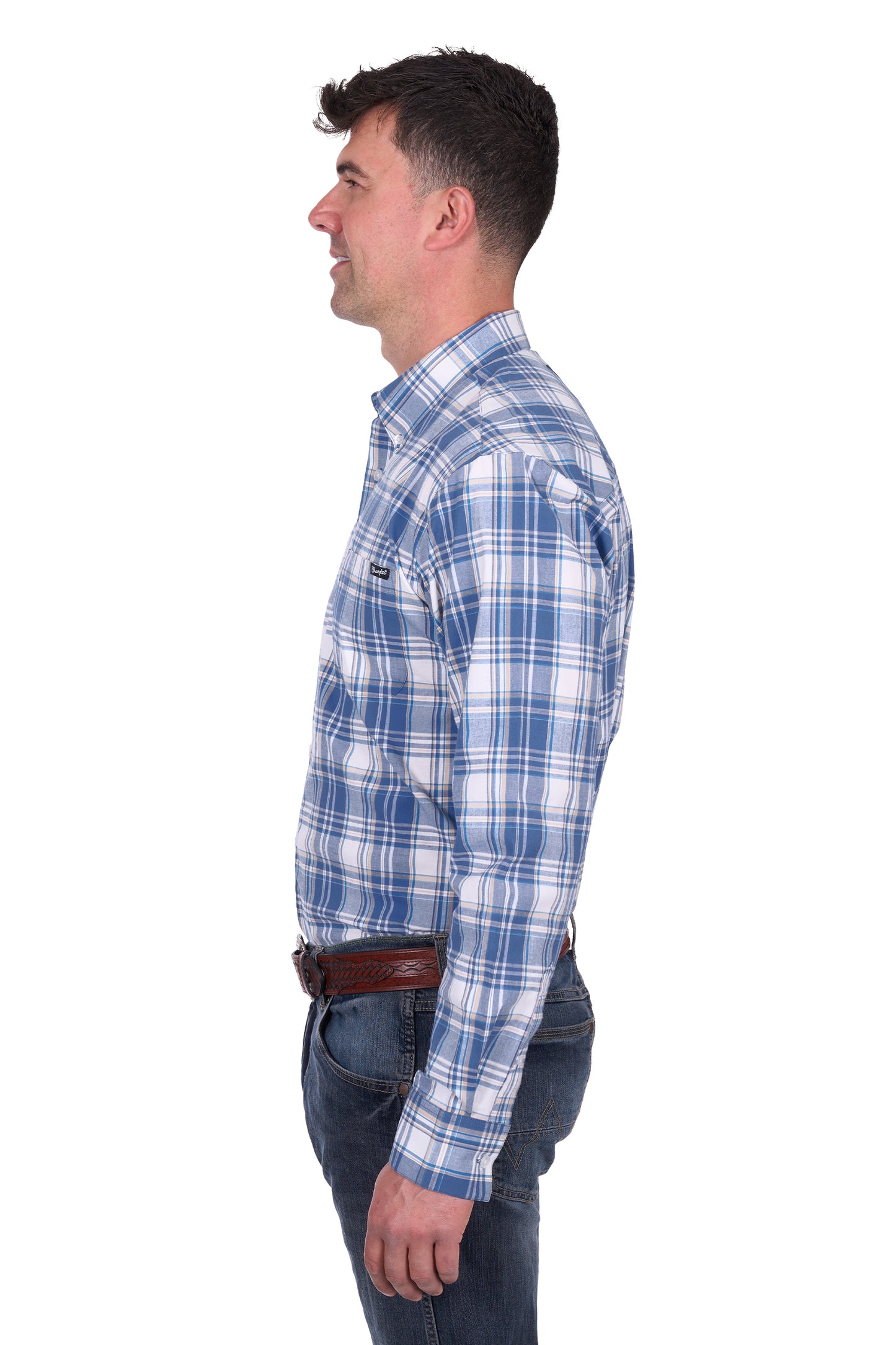 Wrangler Men's RANGER LS Shirt - Blue/Tan