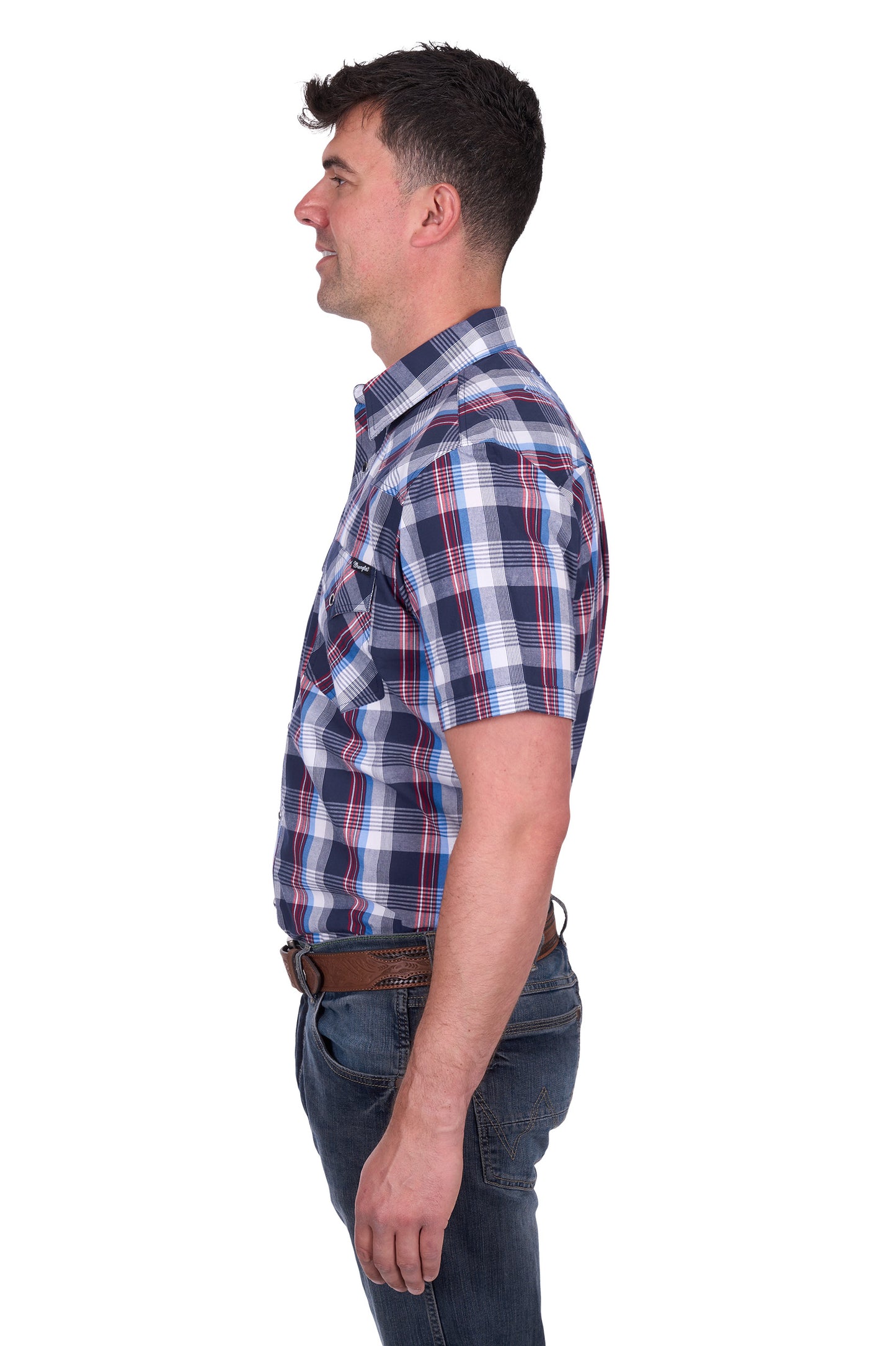 Wrangler Men's PHILLIP SS Shirt - Navy/Red