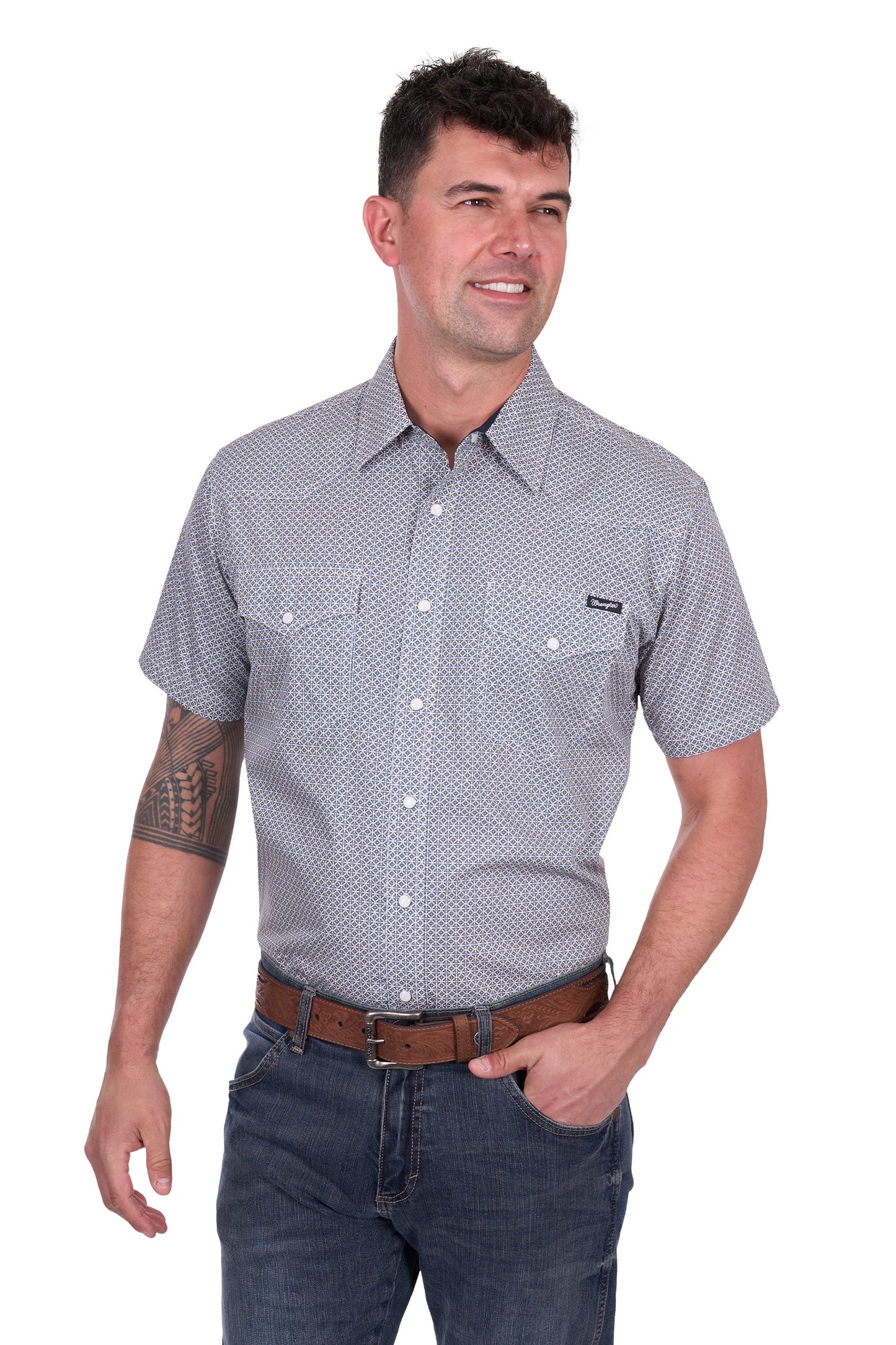 Wrangler Men's JIMMY SS Shirt - Navy/Gold