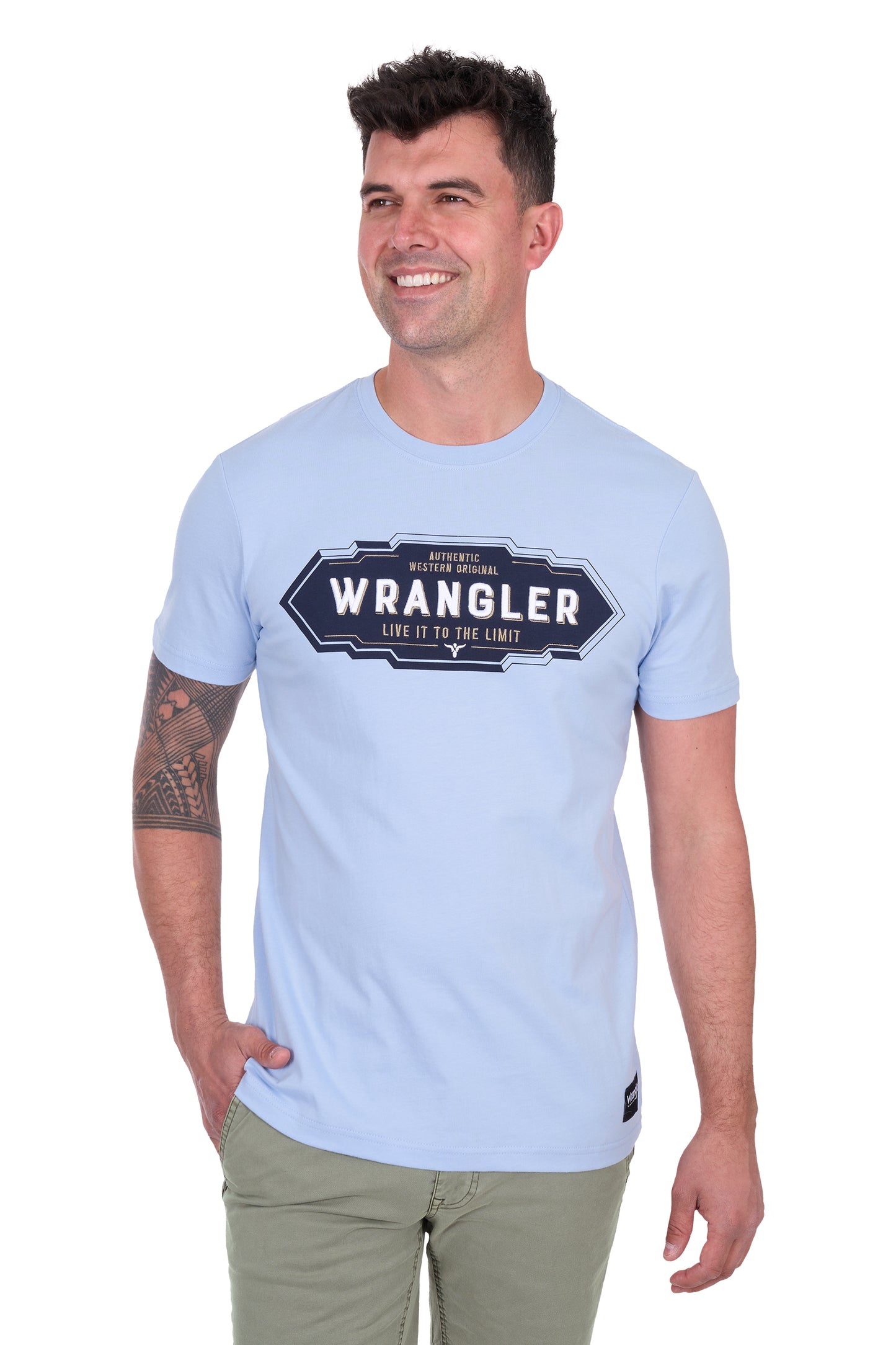 Wrangler Men's ROY SS Tee - Light Blue