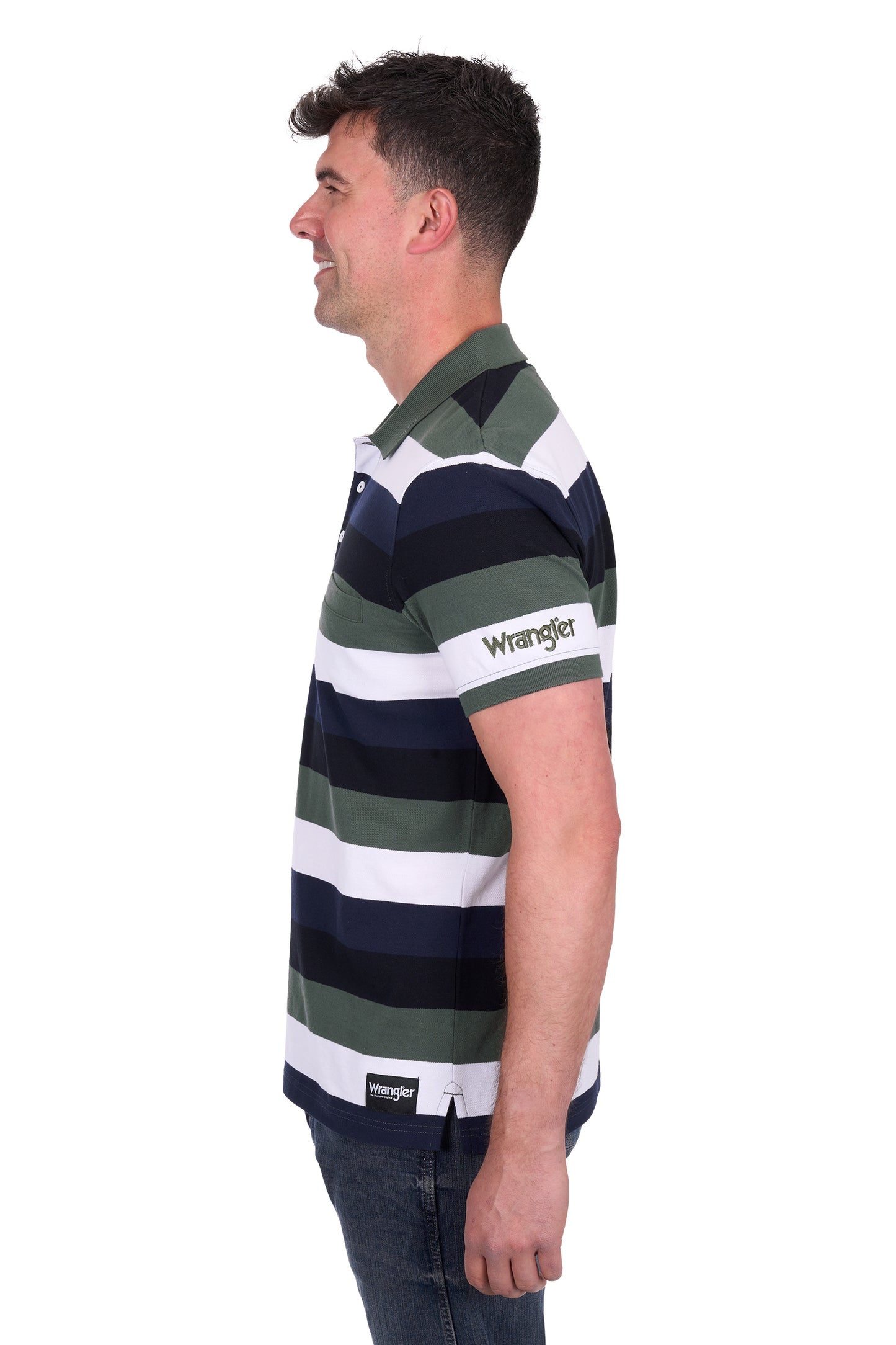 Wrangler Men's ALAN 1PKT SS Polo - Navy/Cypress