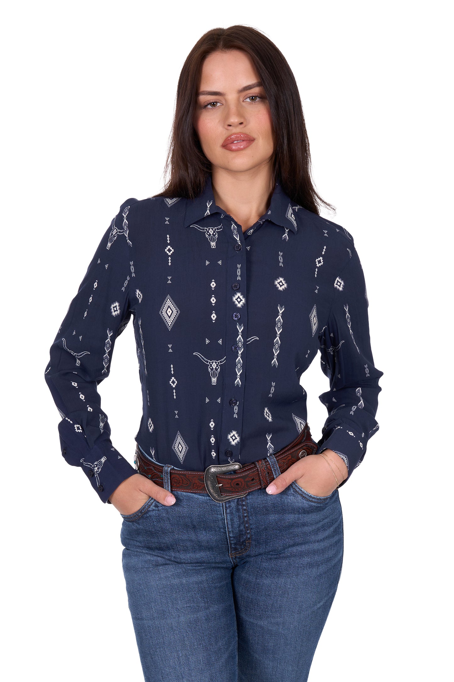 Wrangler Women's Austin Ls Shirt - Navy