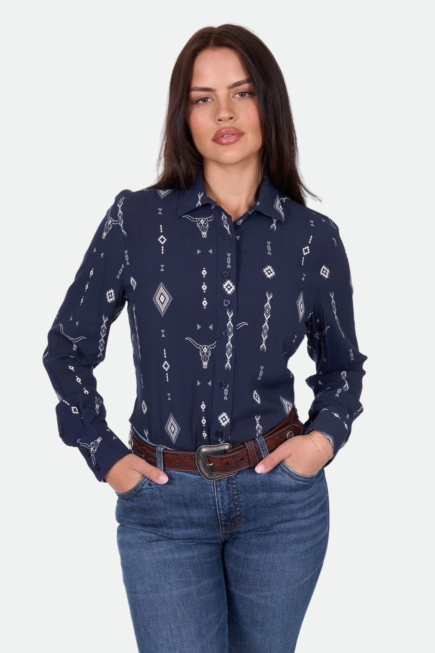 Wrangler Women's Austin Ls Shirt - Navy