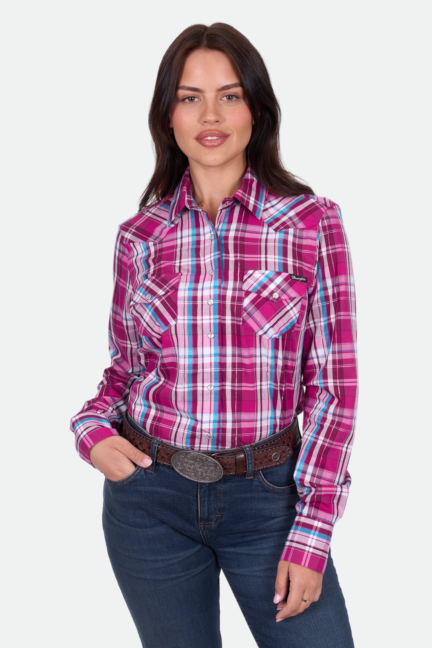 Wrangler Women's MOLLY CHECK LS Shirt - Pink